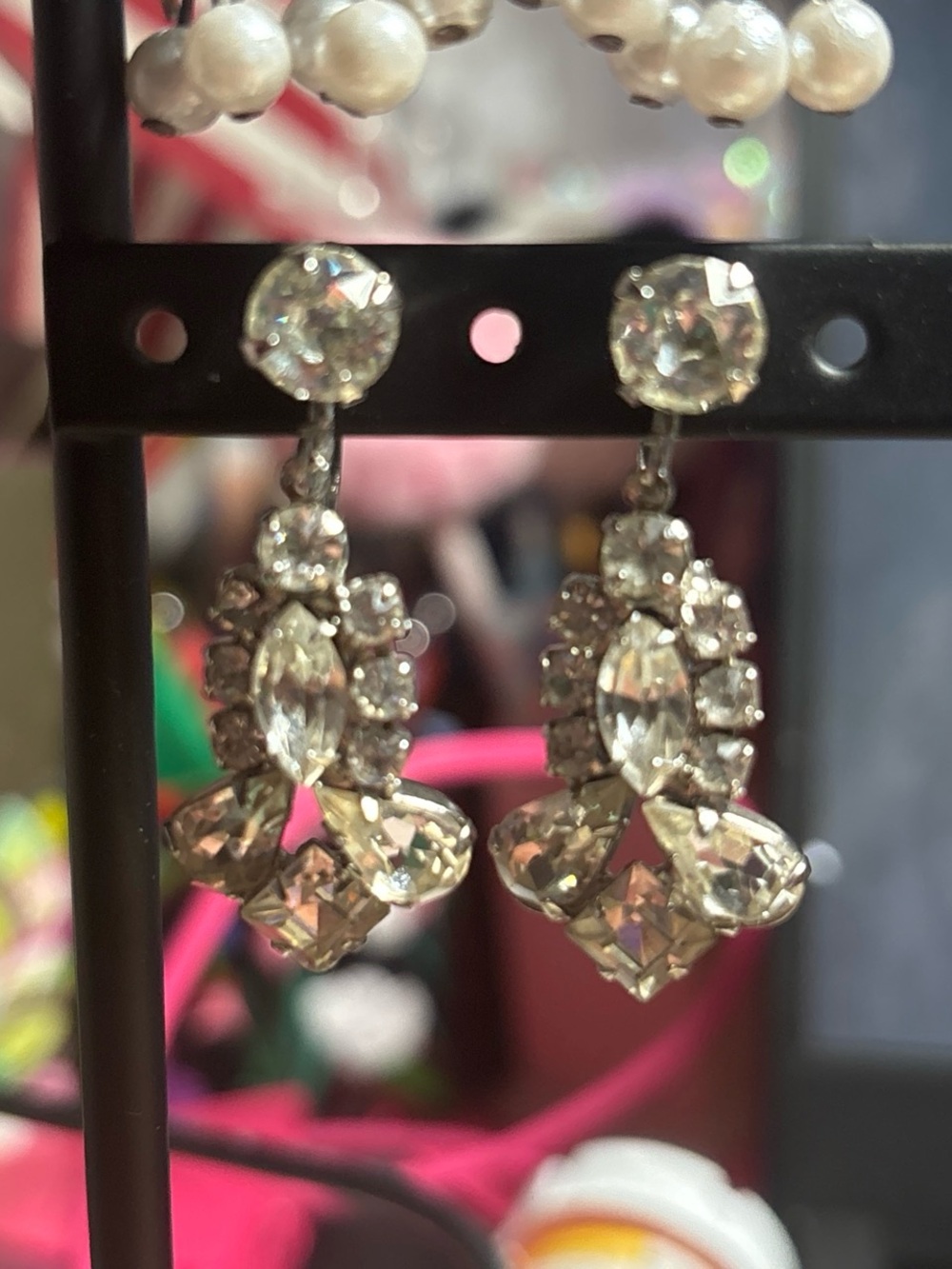 Crystal Drop Dangle Earrings - Clear Rhinestone Statement